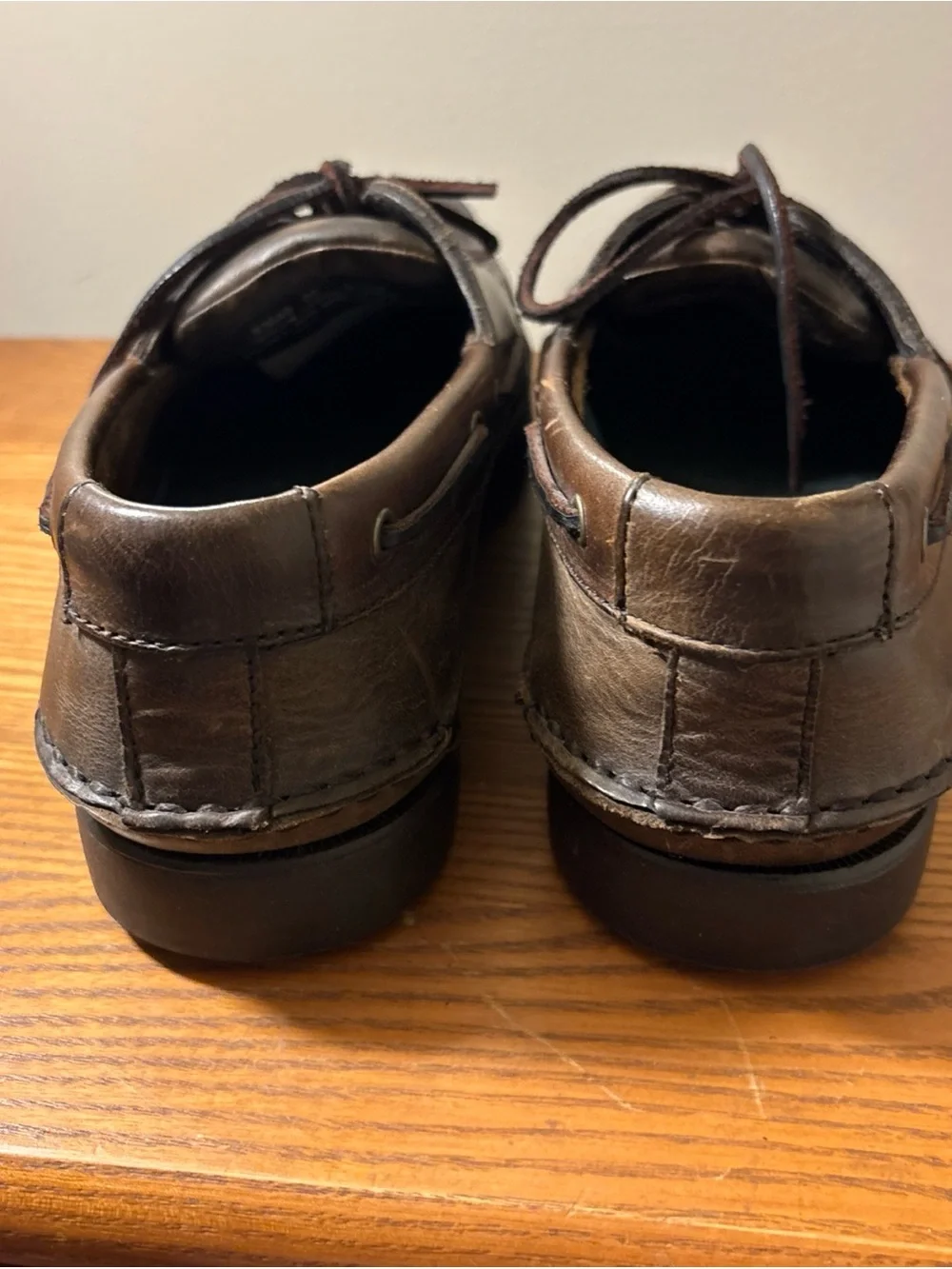 Nunn Bush Brown Leather Boat Shoes with Blue Insoles